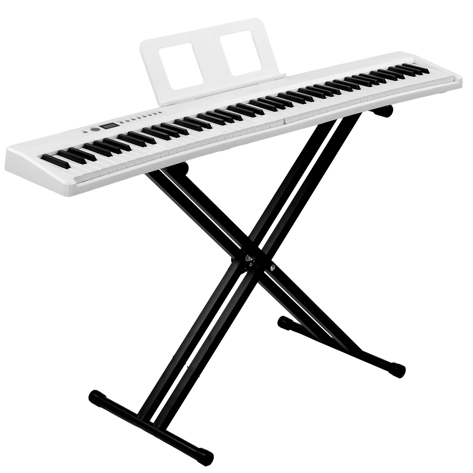88 Key Folding Piano Semi-Weighted Standard Keyboards Digital Piano with Dual-tube X-Shape Stand, MIDI Bluetooth, Handbag,Headphone,for Piano Lover White color