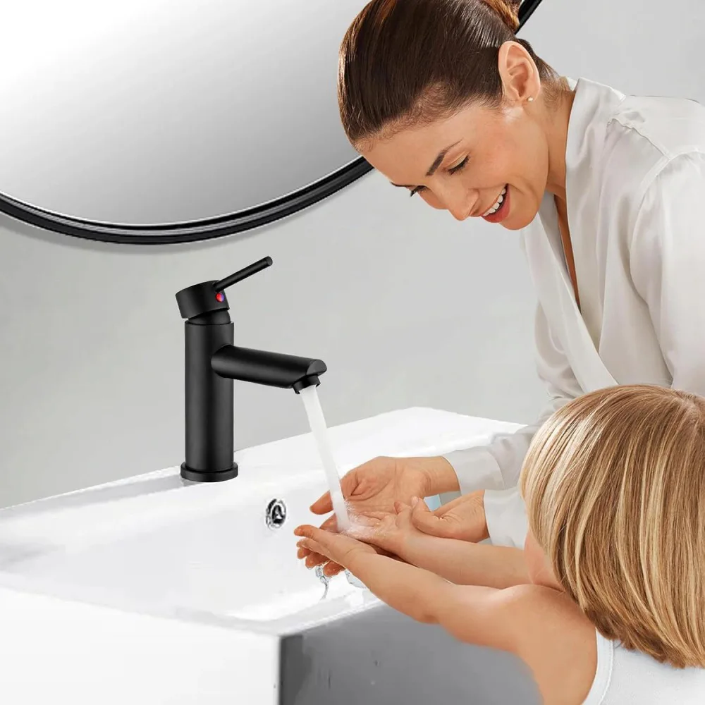 Cisivis Cloakroom Modern Bathroom Basin Sink Mono Chrome Mixer Tap Waste UK