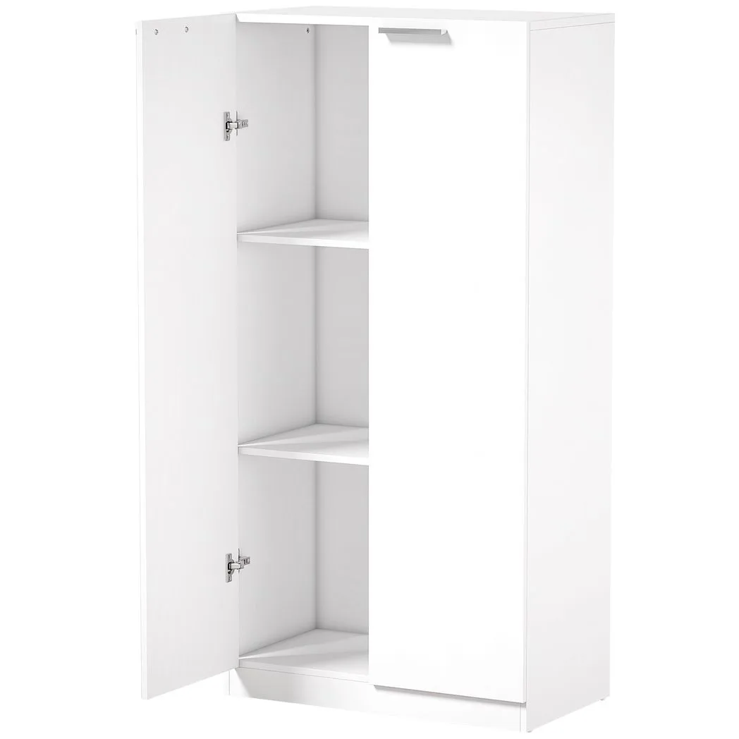 HOMCOM 120 cm Tall Storage Cabinet Cupboard, 3-Tier File Organiser Wooden Filing Cabinet, White