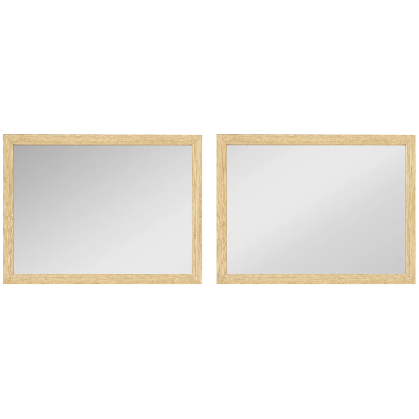 HOMCOM Wall Bathroom Mirror, 30 x 40 cm Wall-Mounted Mirror for Living Room, Bedroom, Hallway, Set of 2, Natural