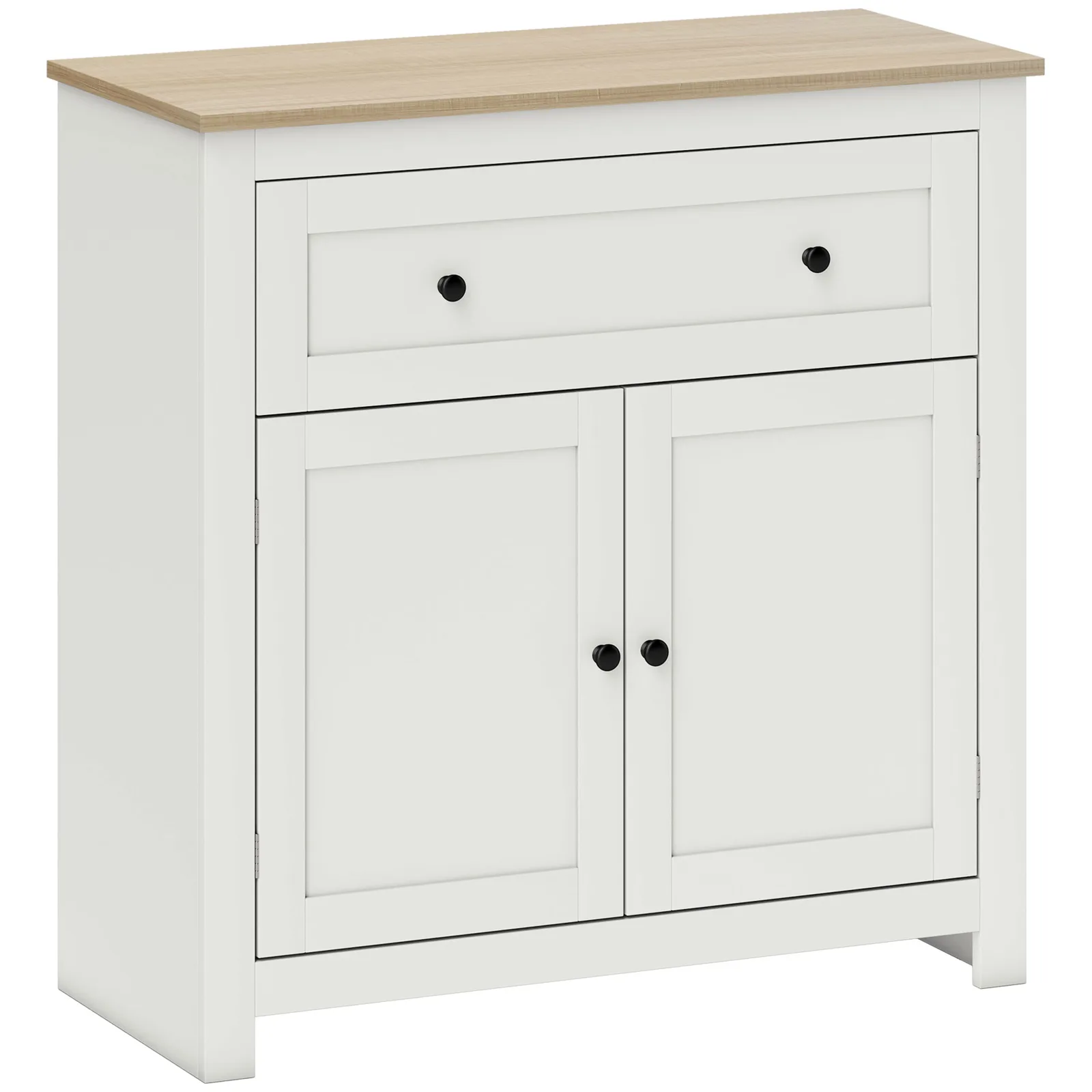 HOMCOM Sideboard Storage Cabinet, Modern Kitchen Cupboard with Adjustable Shelf, Drawer and Double Doors, Cream White