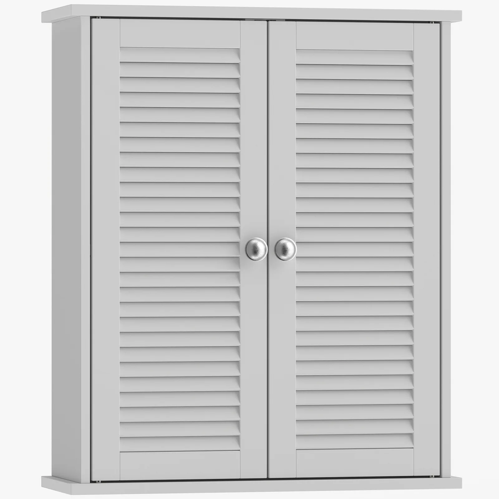 HOMCOM Bathroom Cabinet, Bathroom Wall Cabinet with Louvered Doors and Adjustable Shelf Storage for Kitchen, White