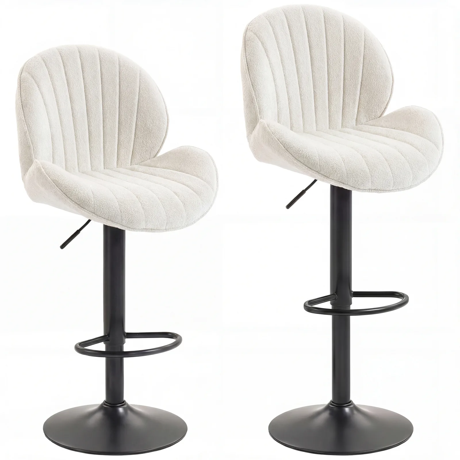 main - HOMCOM Bar Stools Set of 2, Swivel Barstools with Back, Adjustable Hei