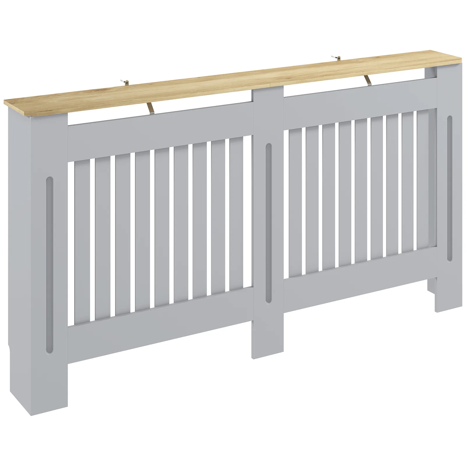 HOMCOM Slatted Radiator Cover, Painted Cabinet with Line Grill Design, 152W × 19D × 81H cm, Grey