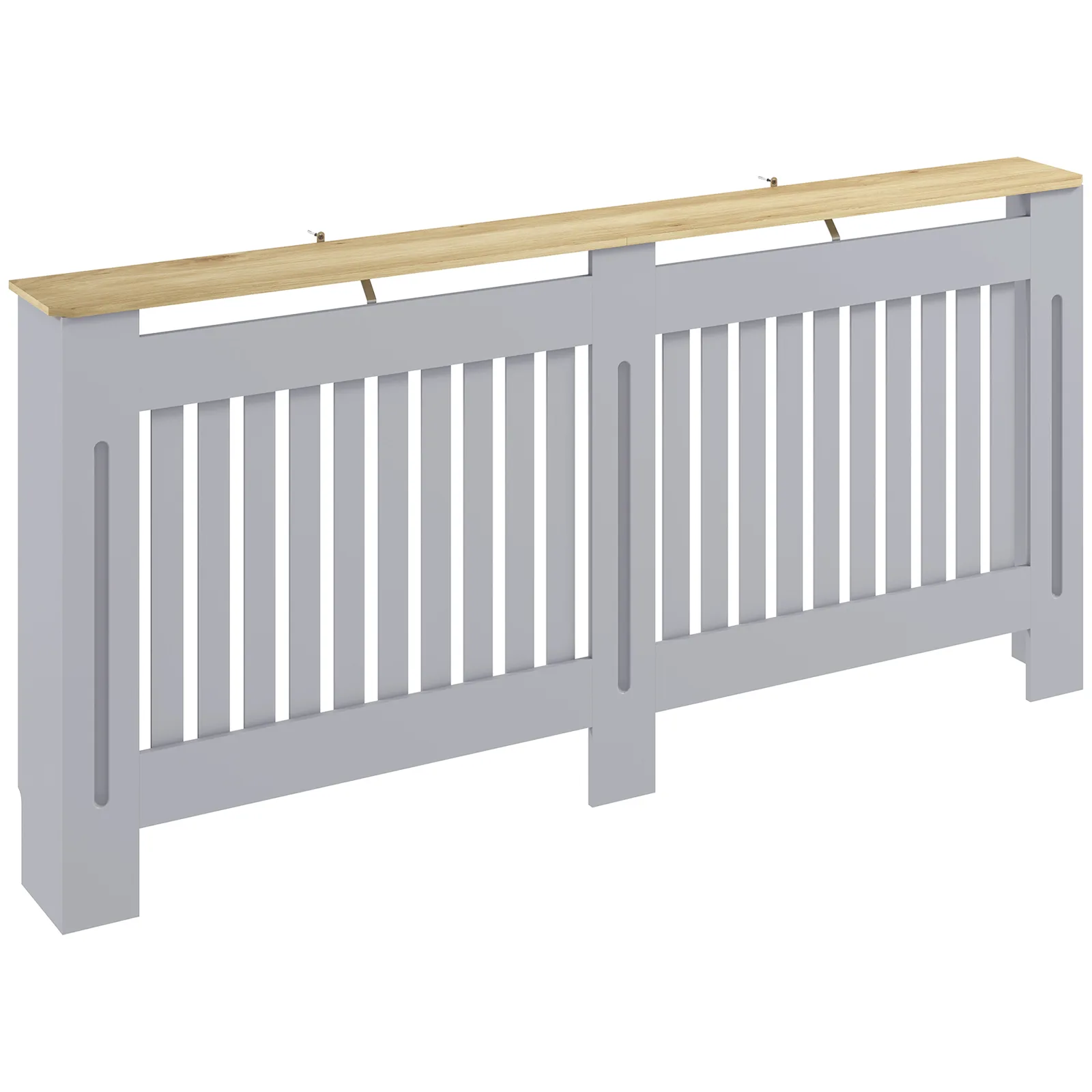 HOMCOM Slatted Radiator Cover, Painted Cabinet with Line Grill Design, 172W × 19D × 81H cm, Grey