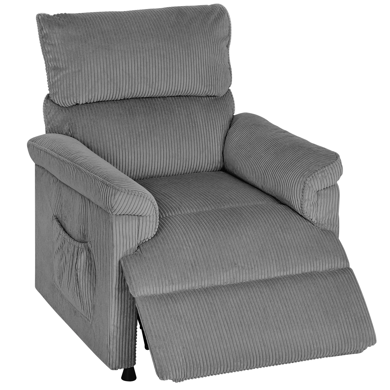 HOMCOM Corduroy Electric Massage Recliner - Grey