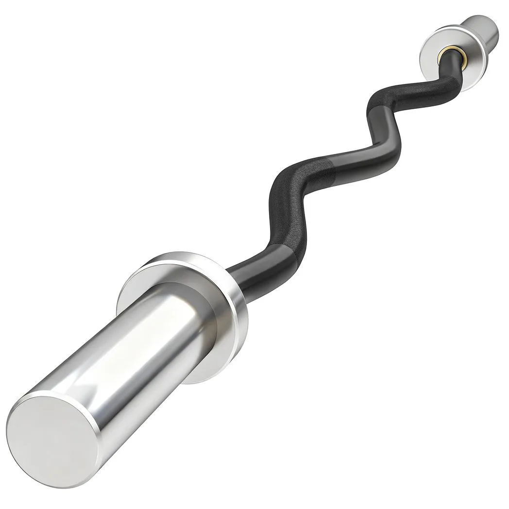 SPORTNOW 4ft Olympic EZ Curl Bar, Barbell Bar for 2" Weight Plates with Non-Slip Hand Grip 120cm
