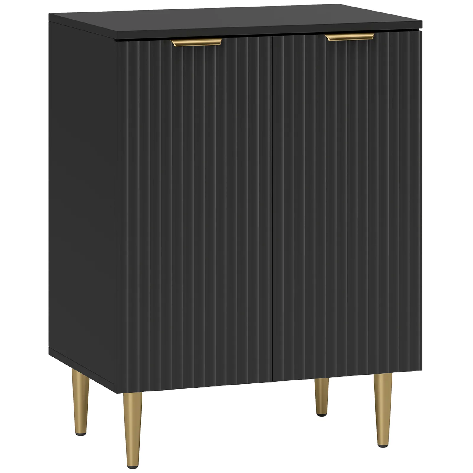 HOMCOM Sideboard Buffet Cabinet, Modern Kitchen Storage Cabinet with Adjustable Shelves and Metal Legs, Black