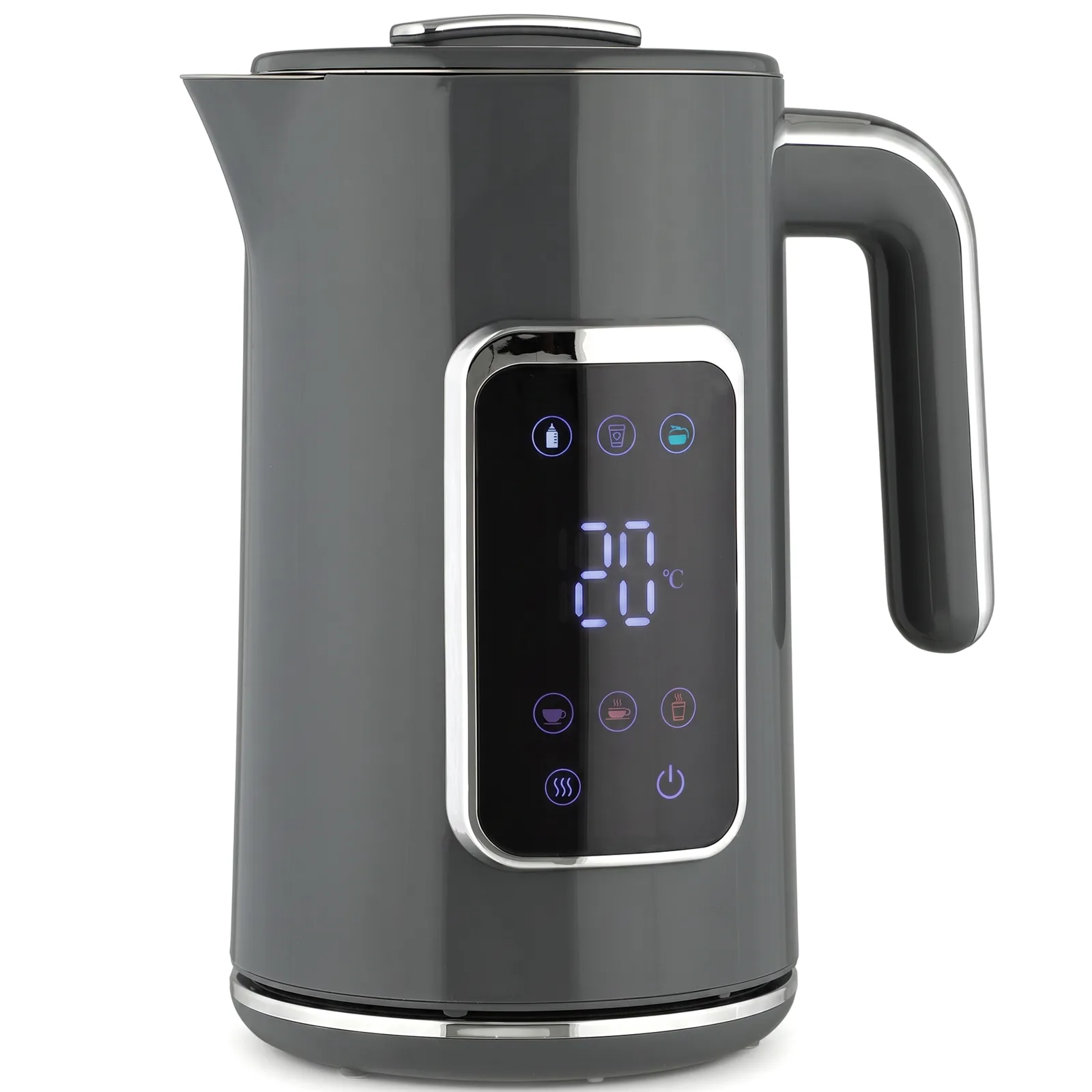 HOMCOM Electric Kettle, 1.7L Fast Boil 3000W Water Kettle with LED Display, Adjustable Temperature, Keep Warm Function, Grey