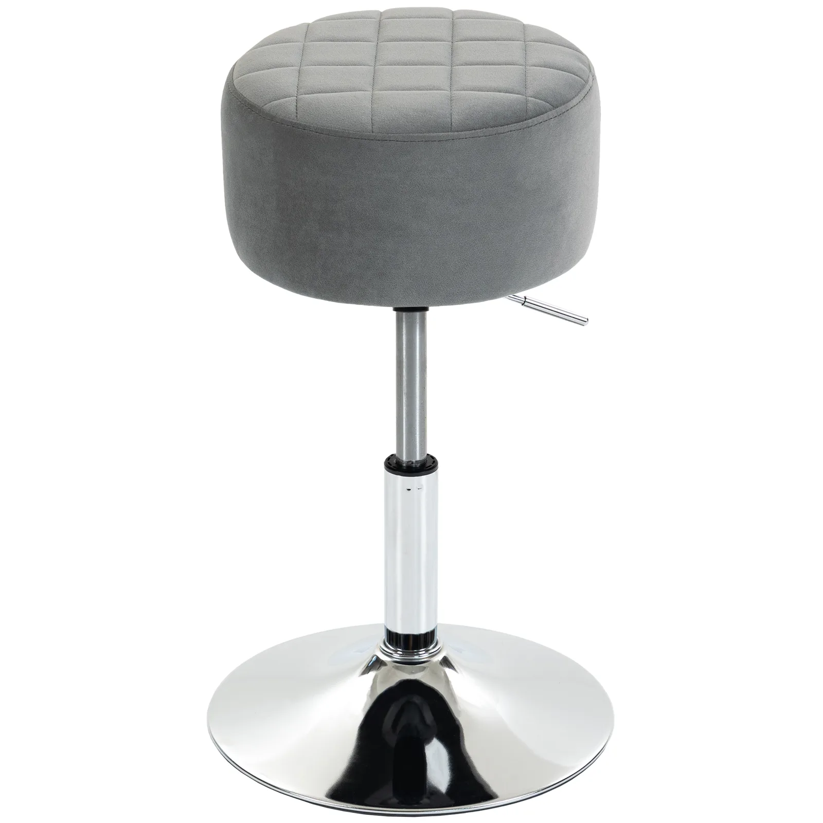 HOMCOM Bar Stool Adjustable Swivel Chair Velvet-Feel Seat 1 Piece, Grey