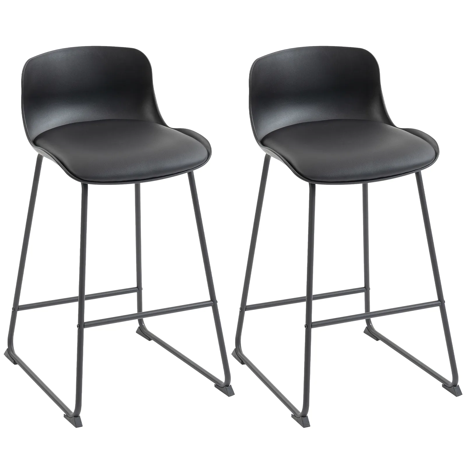 main - HOMCOM Modern Bar Stools Set of 2, PU Leather Barstools, Counter Heigh