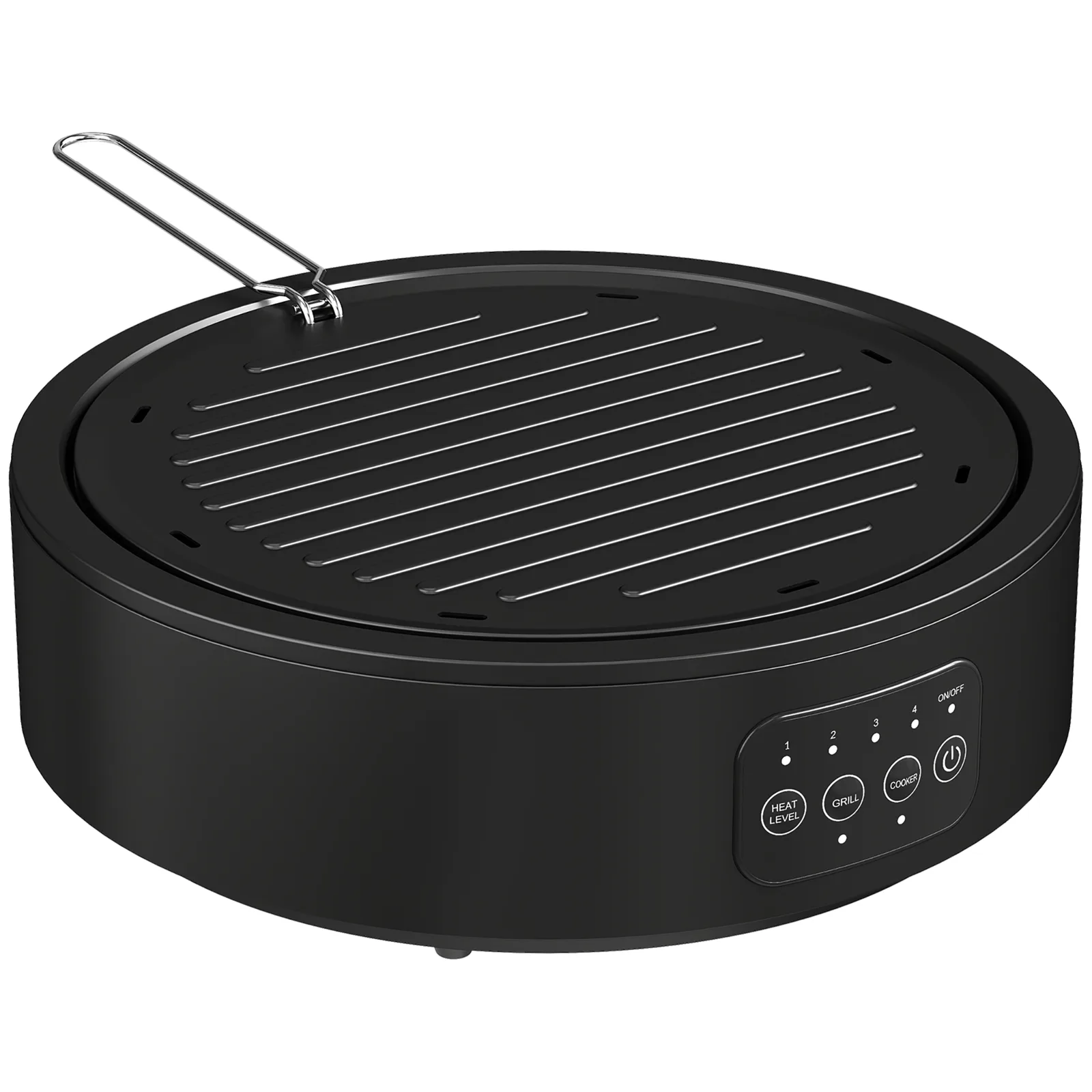 HOMCOM Electric Ceramic Hob with Grill Plate, Multifunctional 36cm Plug in Electric Hob with 4 Heat Levels for All Type Pot