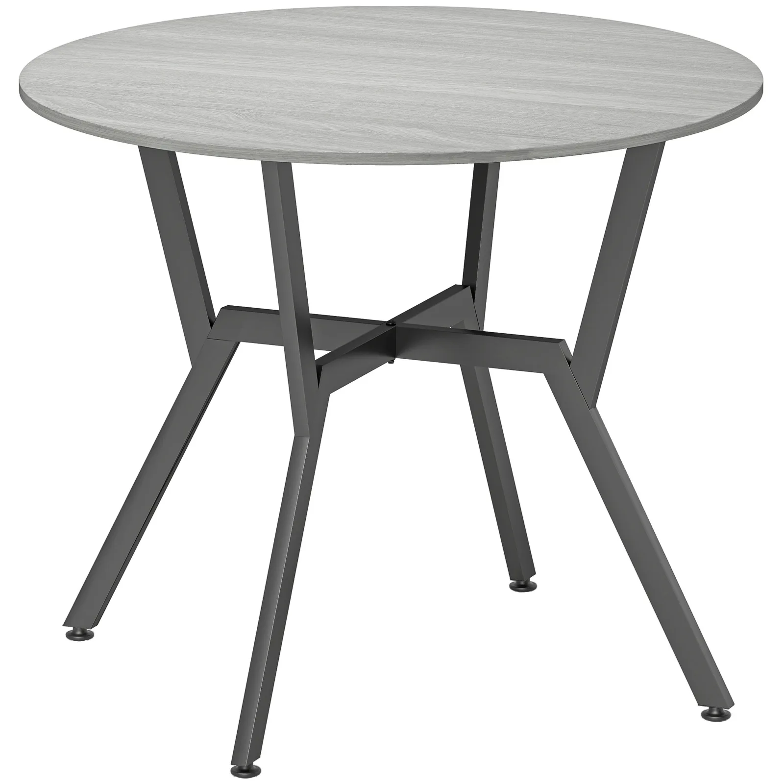 HOMCOM Dining Table, Round Kitchen Table with Black Legs, Anti-slip Foot Pads for Living Room, Dining Room 90 x 76 cm, Grey