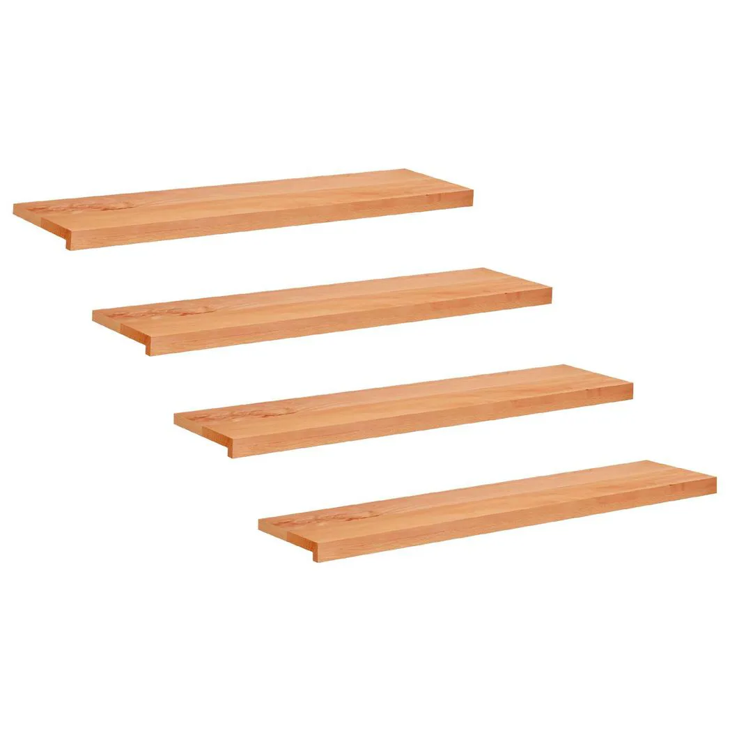 Stair Treads Varnish 120 x 30 x 2 cm Transpart Solid Beech Wood Set of 4