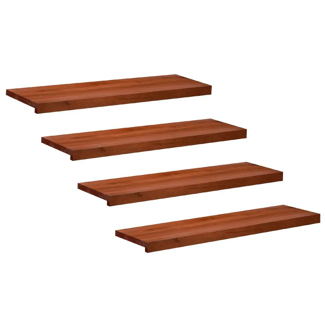 Stair Treads Indoor Use 100 x 30 x 2 cm Brown Solid Beech Wood Set of 4