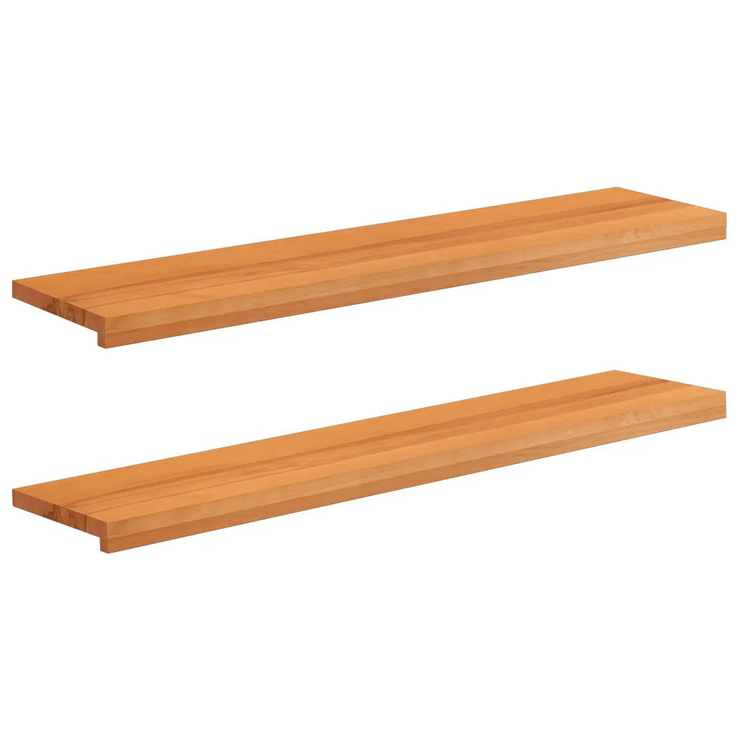 Stair Treads 120 x 25 x 2 cm Light Brown Solid Beech Wood Set of 2