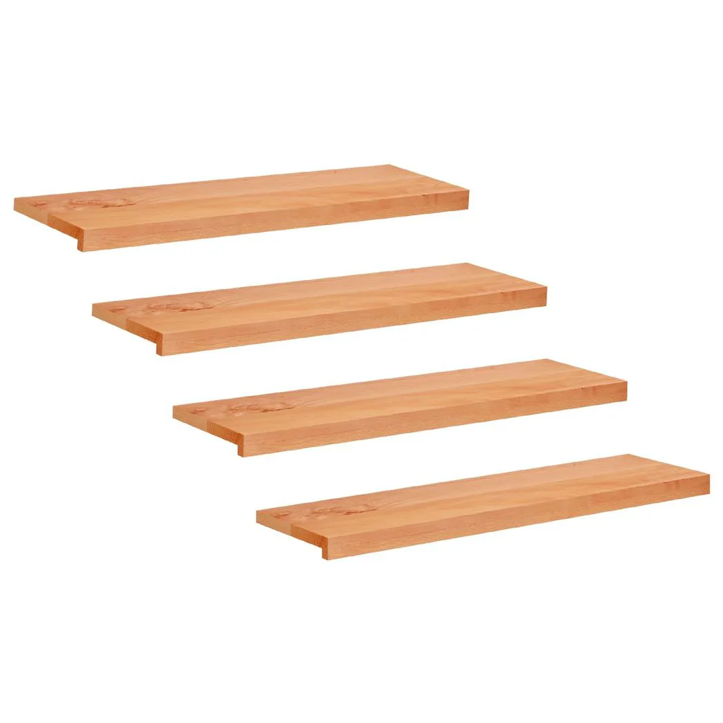 Stair Treads Varnish 100 x 30 x 2 cm Transpart Solid Beech Wood Set of 4