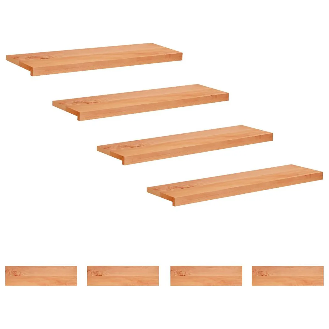 Stair Treads Varnish 100 x 30 x 2 cm Transpart Solid Beech Wood Set of 8
