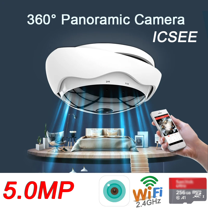 Xmeye ICsee Remote Monitoring Infrared 5MP Indoor 256G Audio Motion Detect VR 360-Degree Panoramic WIFI IP Surveillance Camera - view 1