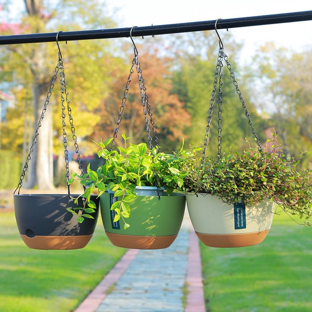 Nordic Style Hanging Thickened Hanging Basket Flower Pot Household Balcony Plant Automatic Water Absorption Hanging Planter