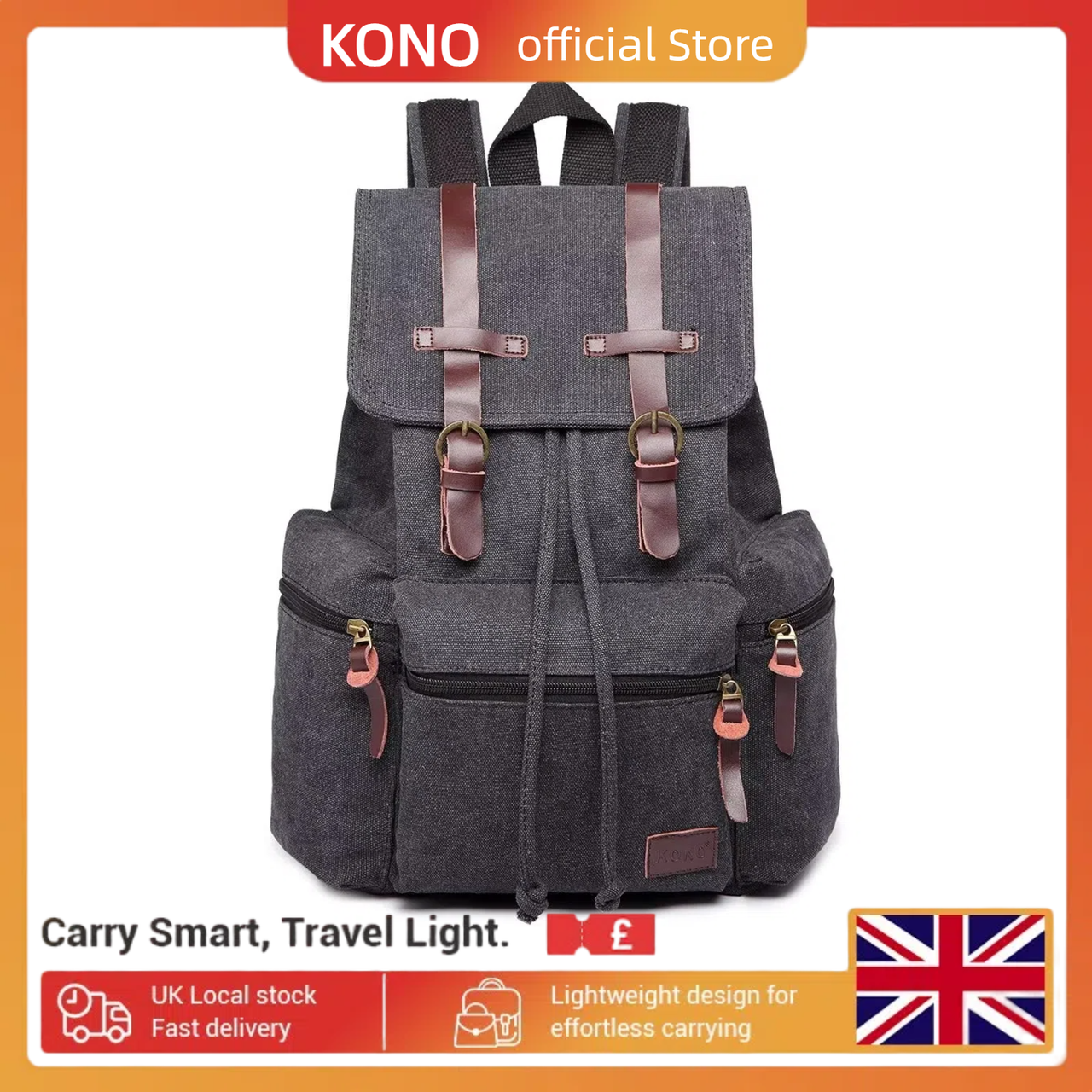 Canvas Backpack Unisex Vintage Rucksack School Bag Casual Daypack for Women Men Boys Girls Outdoor Travel Hiking Camping