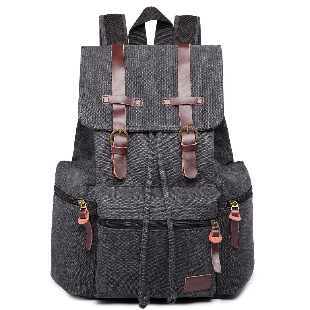 Canvas Backpack Unisex Vintage Rucksack School Bag Casual Daypack for Women Men Boys Girls Outdoor Travel Hiking Camping